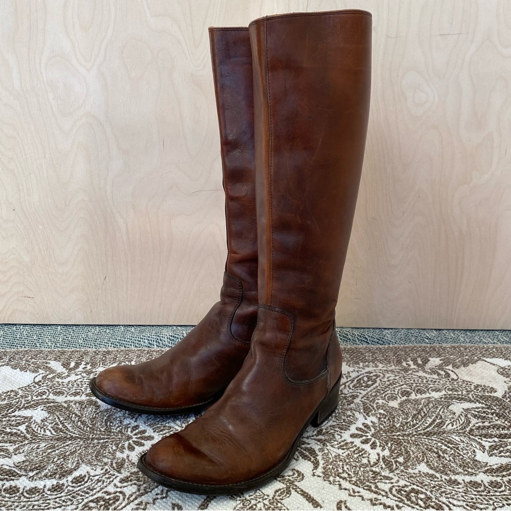 Arnold Churgin Brown Leather Knee High Zippered Boots Size 7